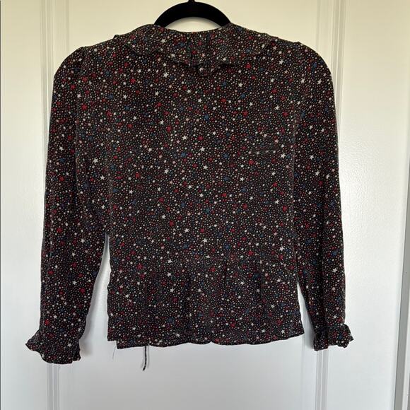 Madewell Silk Ruffle-Hem Wrap Top in Starry Night, S - Picture 4 of 8